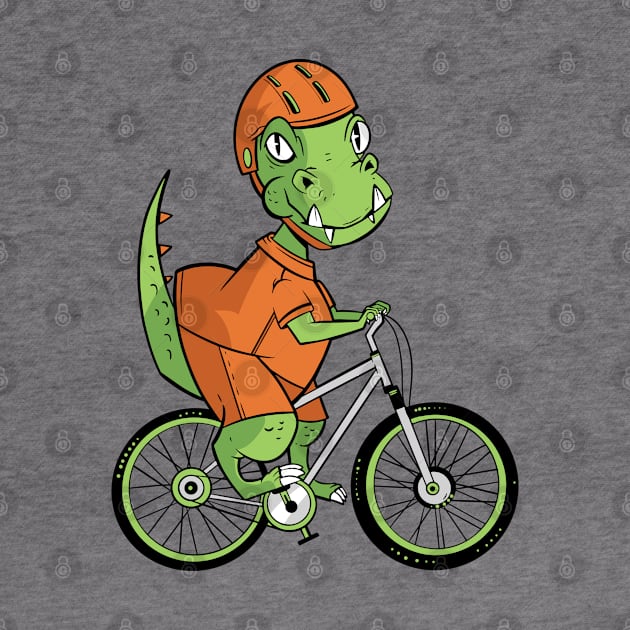 T-rex Dinosaur Riding a Bicycle by OnepixArt